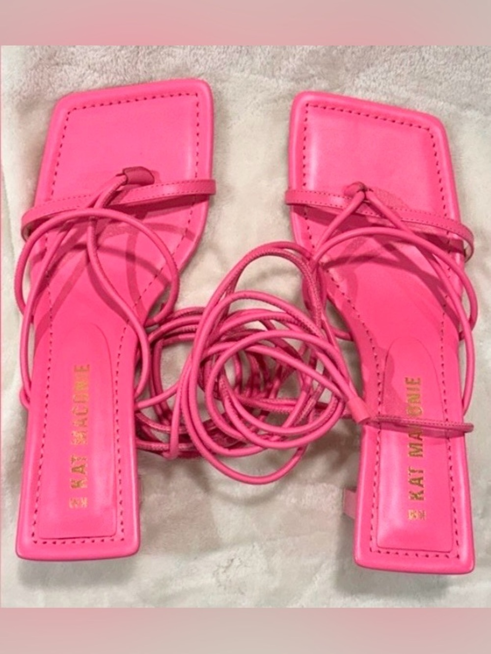 Kat Maconie Pink Lace Up Heels Square Toe Block Heel Size 10 Vibing Barbiecore! - Picture 7 of 13